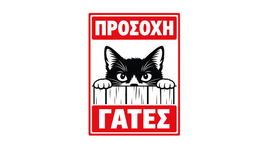 ΠΡΟΣΟΧΗ ΓΑΤΕΣ αστεία αυτοκόλλητο ελληνικής παραγωγής
